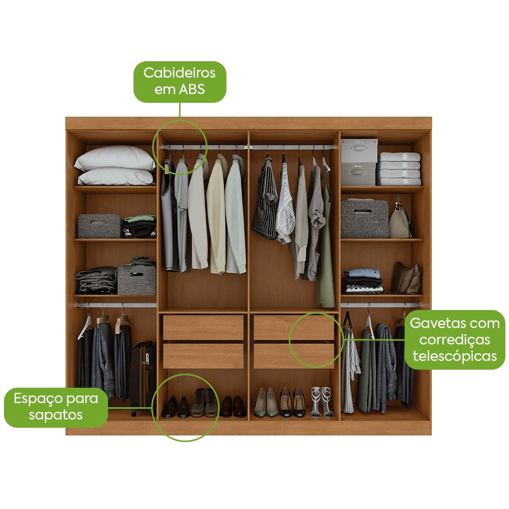 Guarda-Roupa 8 Portas Andara Soft 2,36 m Amêndoa Clean/Off White – LOPAS