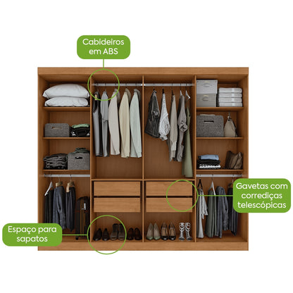 Guarda-Roupa 8 Portas Andara Soft 2,36 m Amêndoa Clean – LOPAS