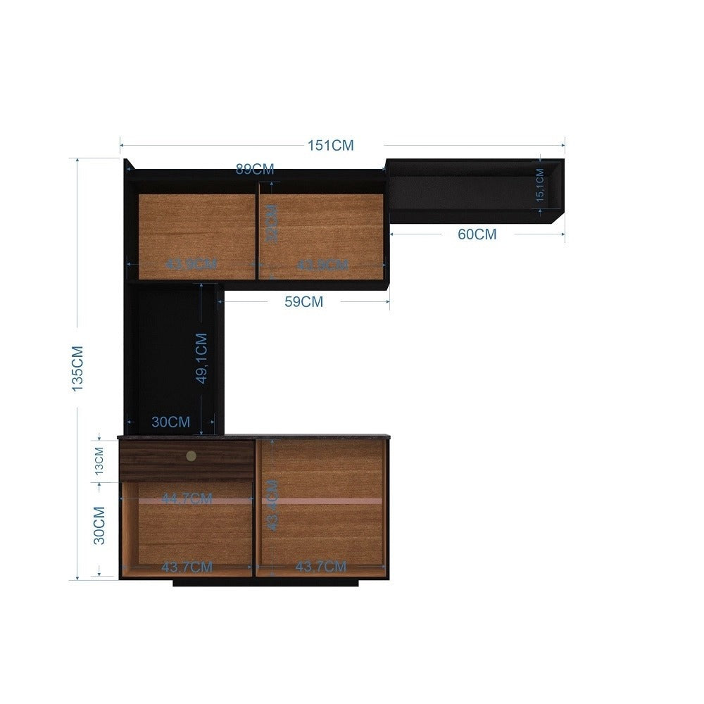 Cozinha Suspensa Lara 4P1G - Móveis furniture