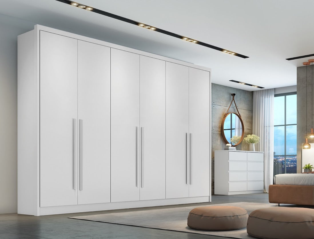 Roupeiro Casal Robust Plus BRANCO 6 Portas 6 Gavetas 100% MDF - Novo Horizonte