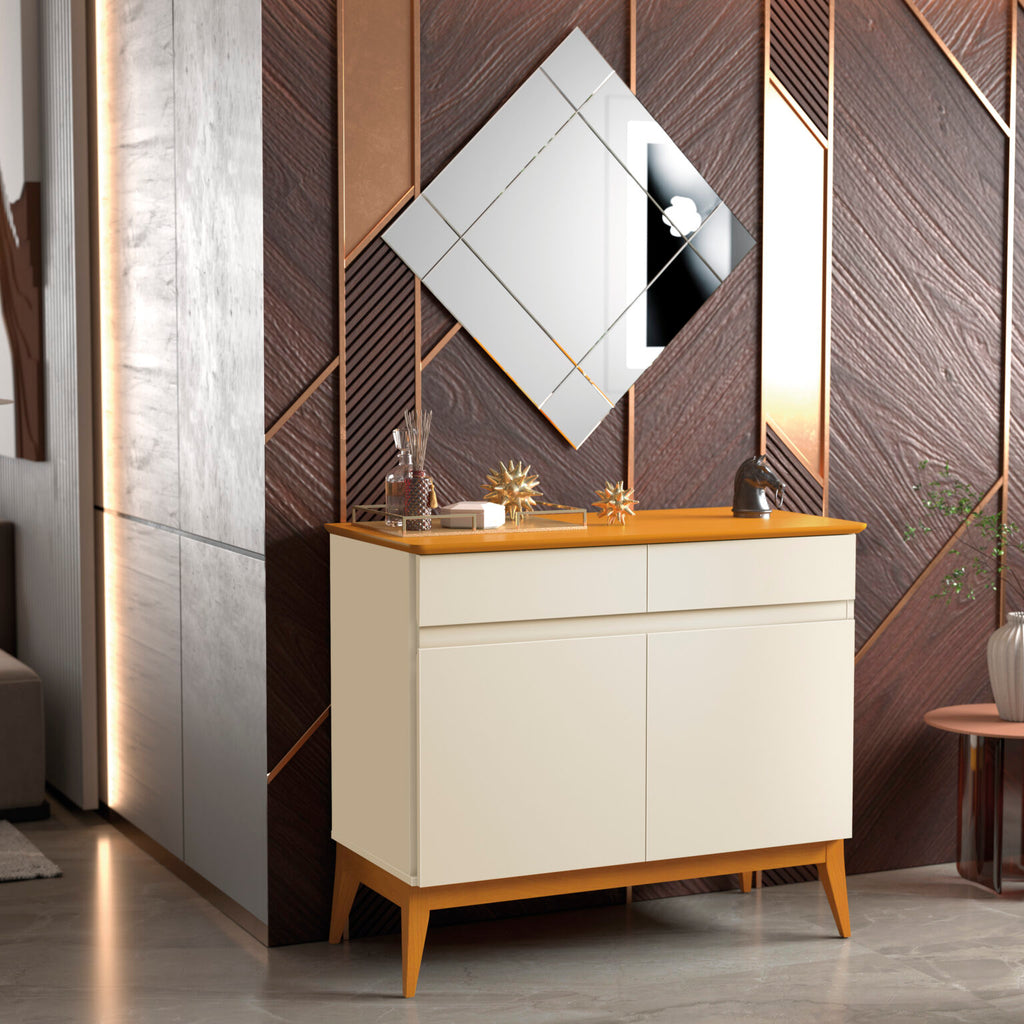 Buffet Magnum 90cm 2 Portas 2 Gavetas EDN Off White Cedro - Móveis furniture