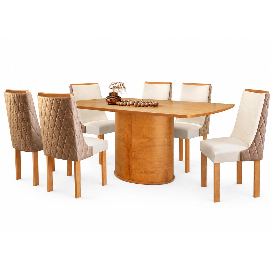 Mesa de Jantar Montreal 180x90cm em Linho Sem Vidro e 6 Cadeiras Montreal Cel Móveis