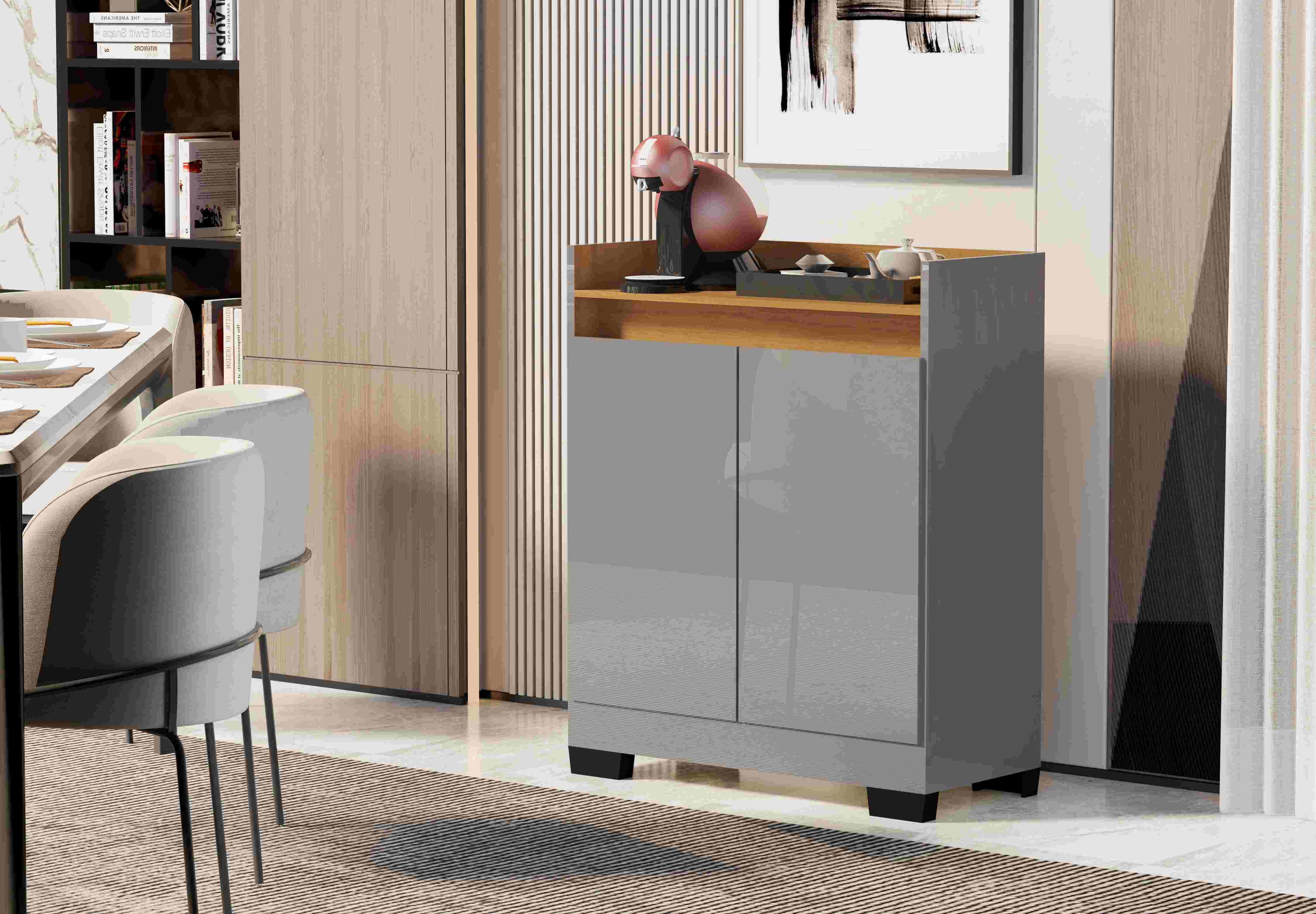 Buffet Real 2P Cinza Onix.Mel Primus - Móveis furniture