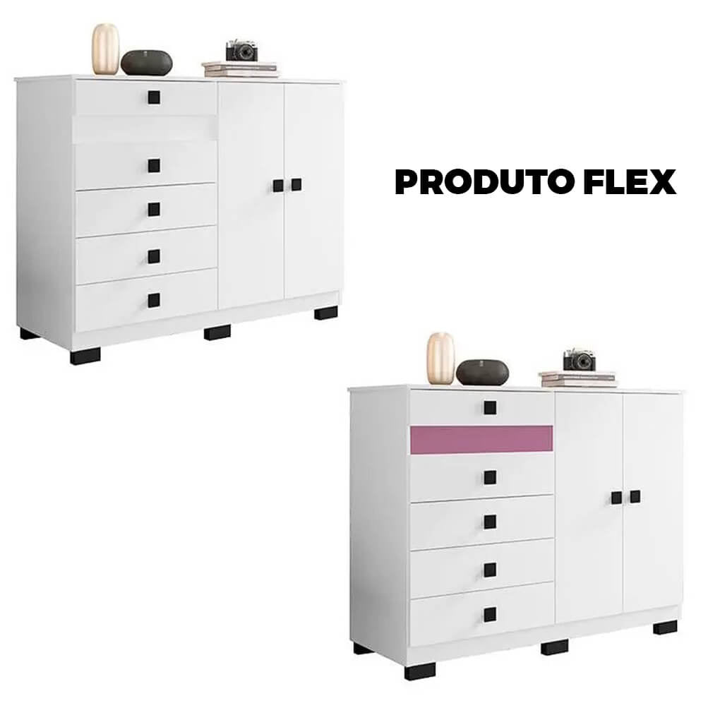 Cômoda Sapateira 2352 5 Gavetas 2 Portas Araplac Branco - Móveis furniture