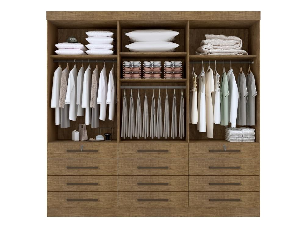 Guarda-Roupa Mônaco 6 portas e 12 gavetas – Ipê - Móveis furniture