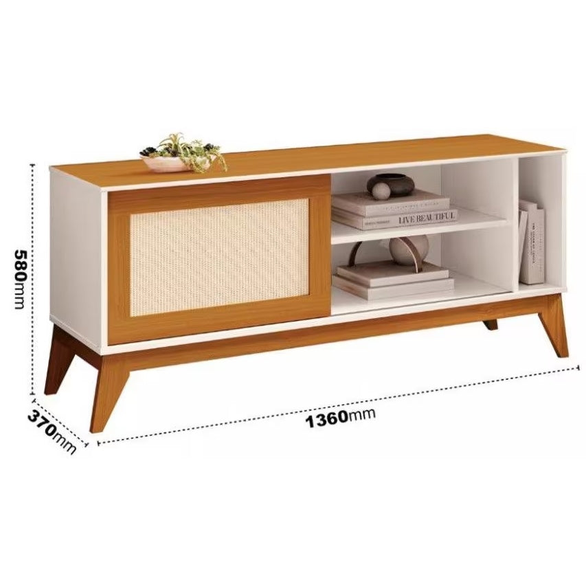 Rack até 55″ Cayman Off White/Cedro – EDN MÓVEIS - Móveis furniture