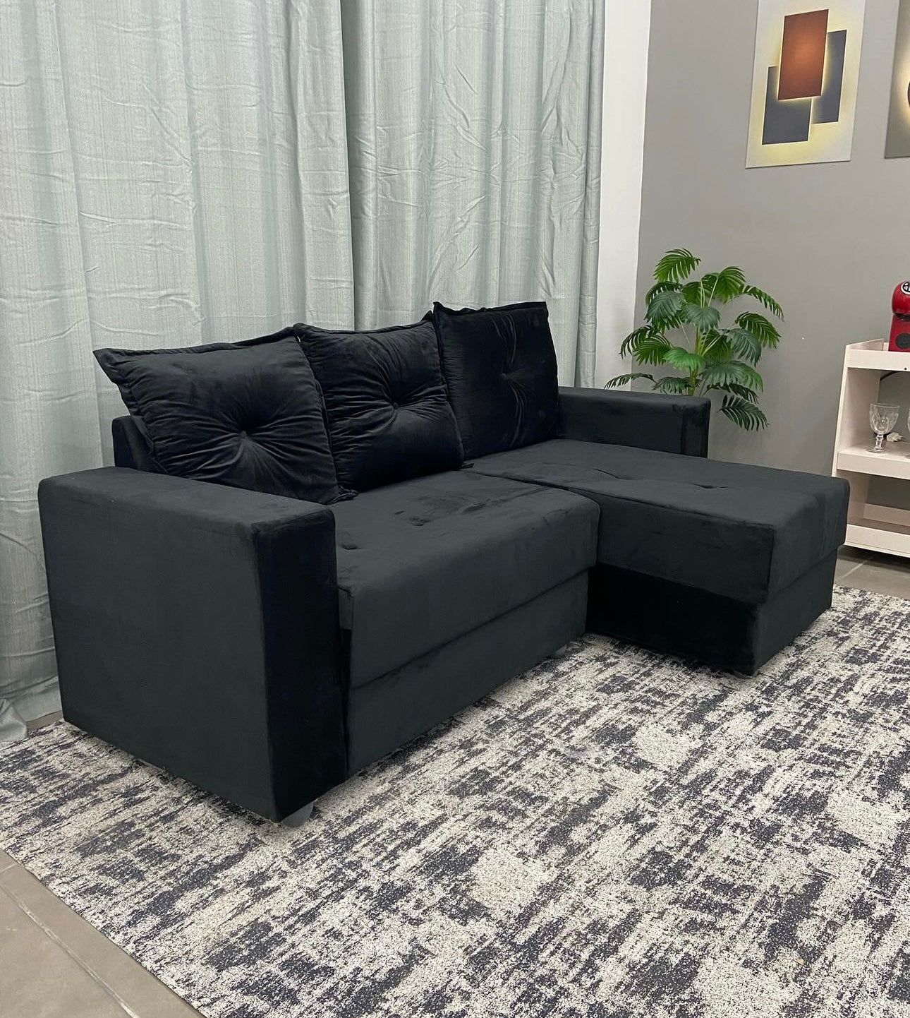 Sofá Florença 3 Lugares com Chaise Tecido Suede 200cm - Móveis furniture
