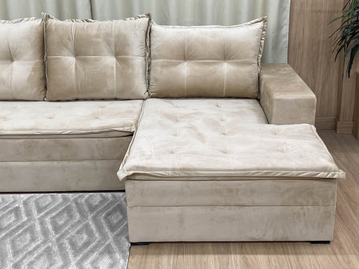Sofá Canto Bege Leblon - Móveis furniture