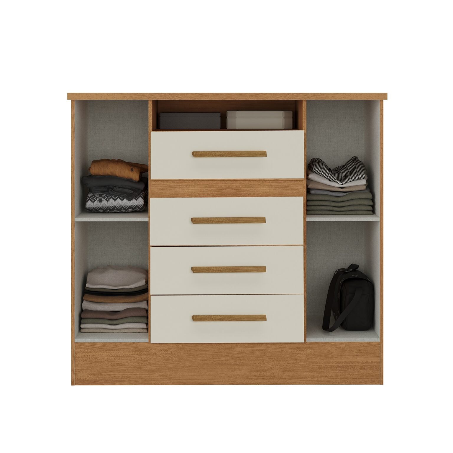 Cômoda 4 Gavetas e 2 Sapateiras Laguna 51CO2430 Cinamomo/Off White – RODIAL MÓVEIS