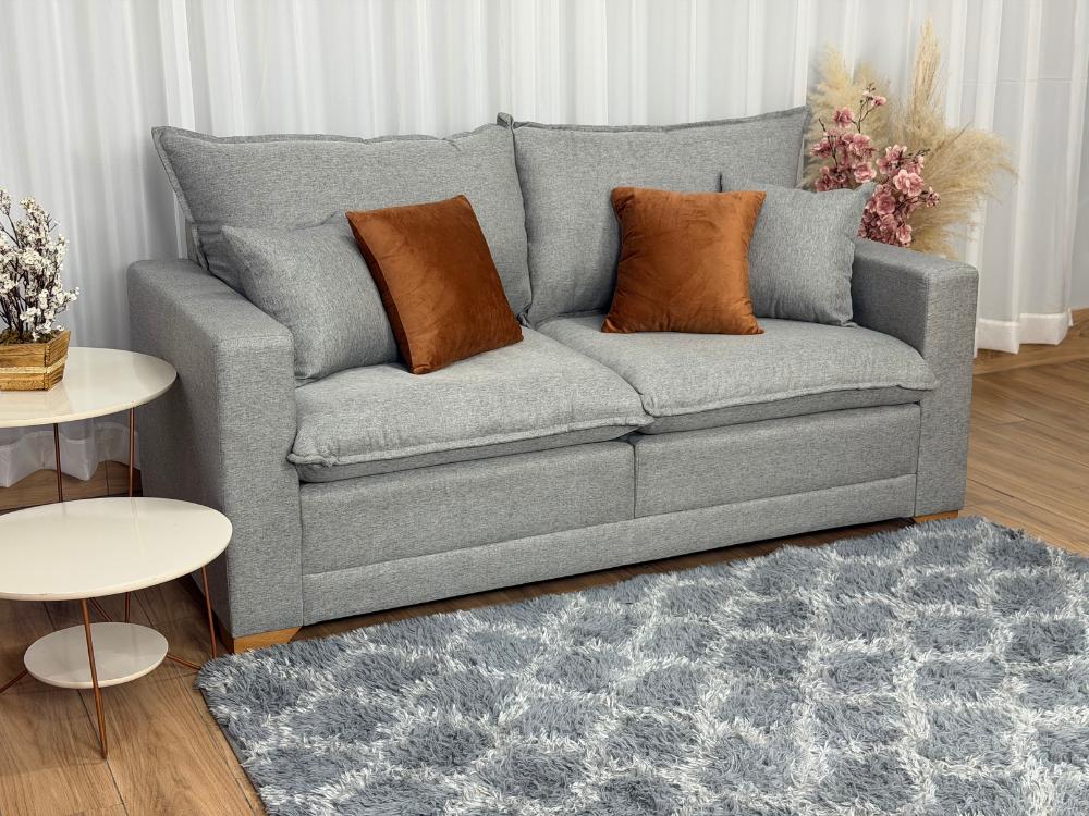 Sofá Beirut Living Molas Ensacadas 1.80m – Cinza Linho