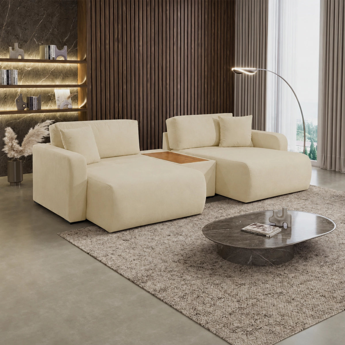 Sofá Modular Valence em Veludo 3 Peças 5 Lugares Retrátil e Reclinável Innove