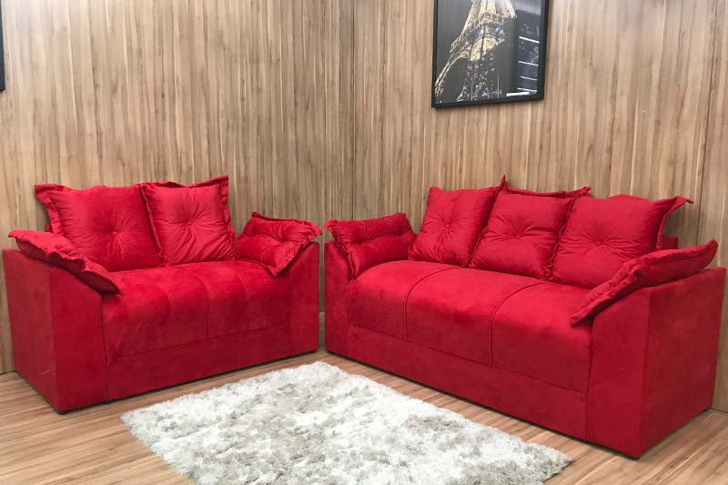 Sofá 2 e 3 Lugares Vermelho 608 Paris