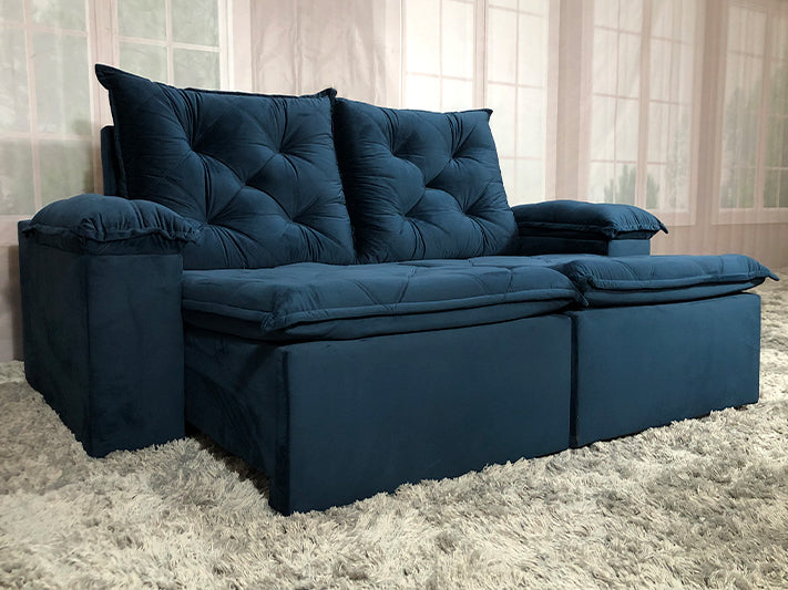 Sofá Retrátil Reclinável 2,10 m Azul A141 Belagio - Móveis furniture