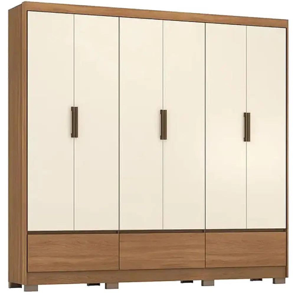 Guarda Roupa Himalaia Casal 6 Portas 3 Gavetas Demobile amêndoa off white