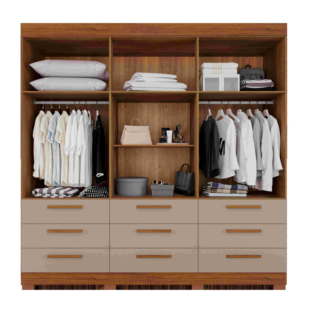 Roupeiro Dinamarca 6P9G com Pes e Espelhos Cinamomo.Off White Salleto