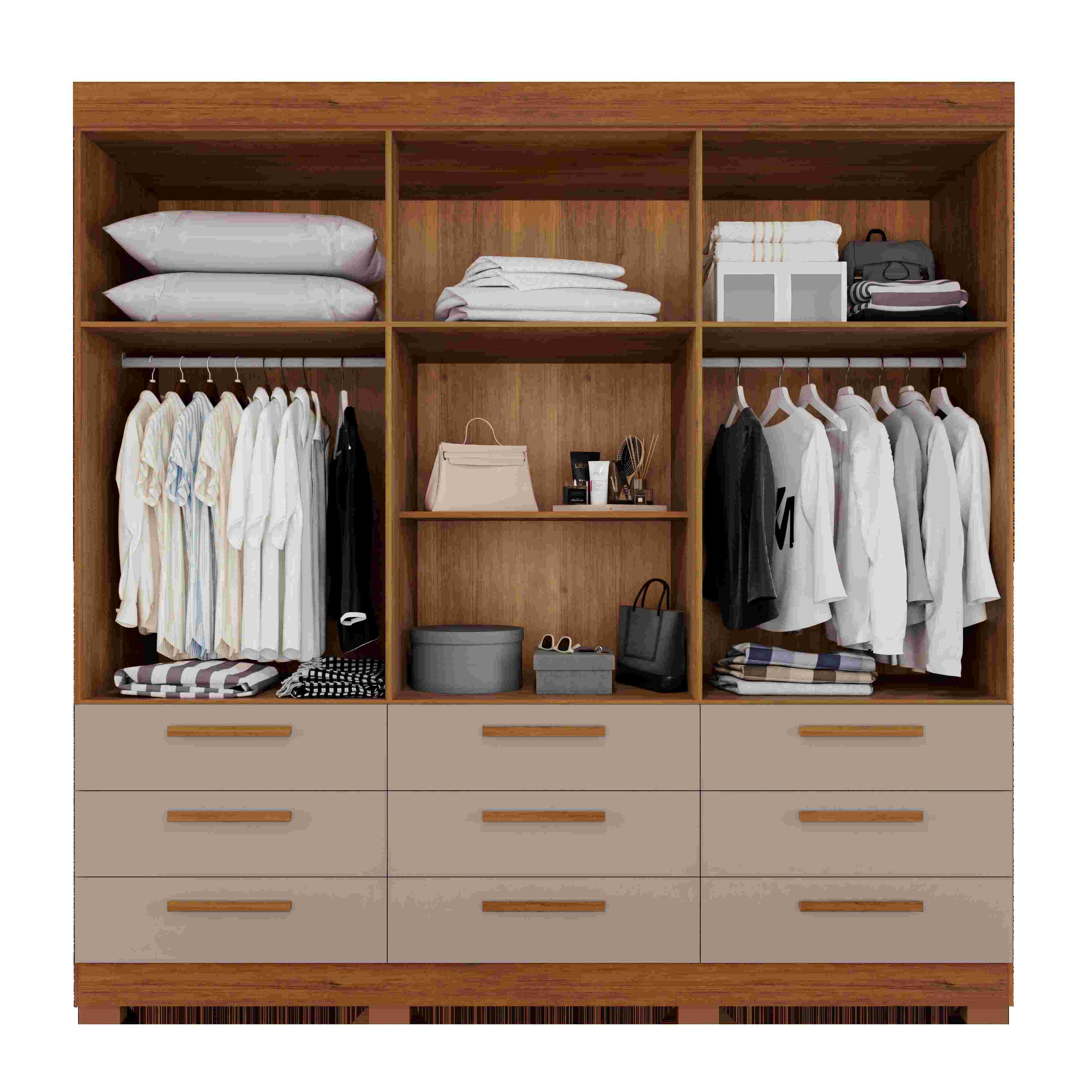 Roupeiro Dinamarca 6P9G com Pes e Espelhos Cinamomo.Off White Salleto