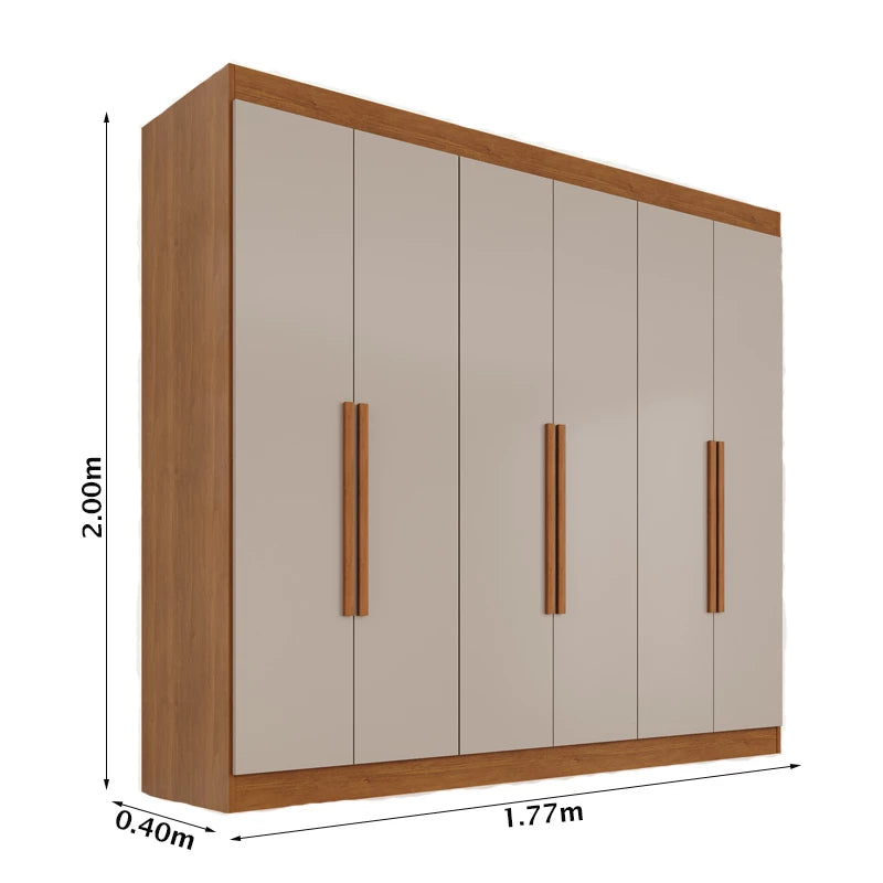 Guarda-roupa Roma Larg. 1.77m Cinamomo/Off 6 Portas 2 Gavetas - Sallêto