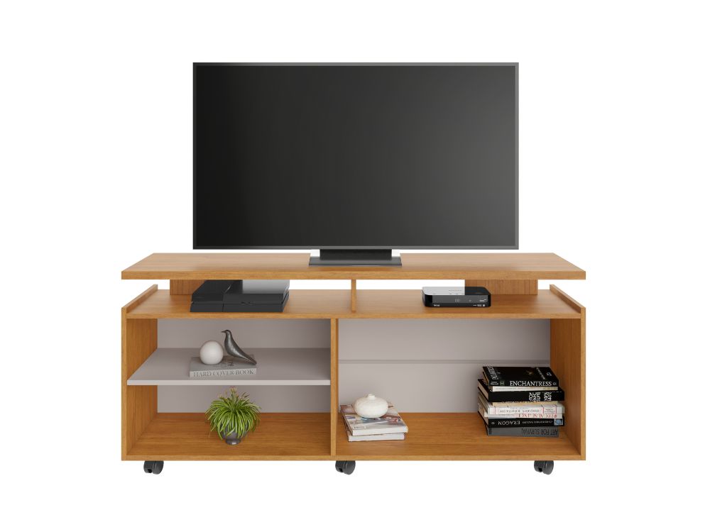 Rack Ilustre 55″ – Cinamomo/Off White - Móveis furniture