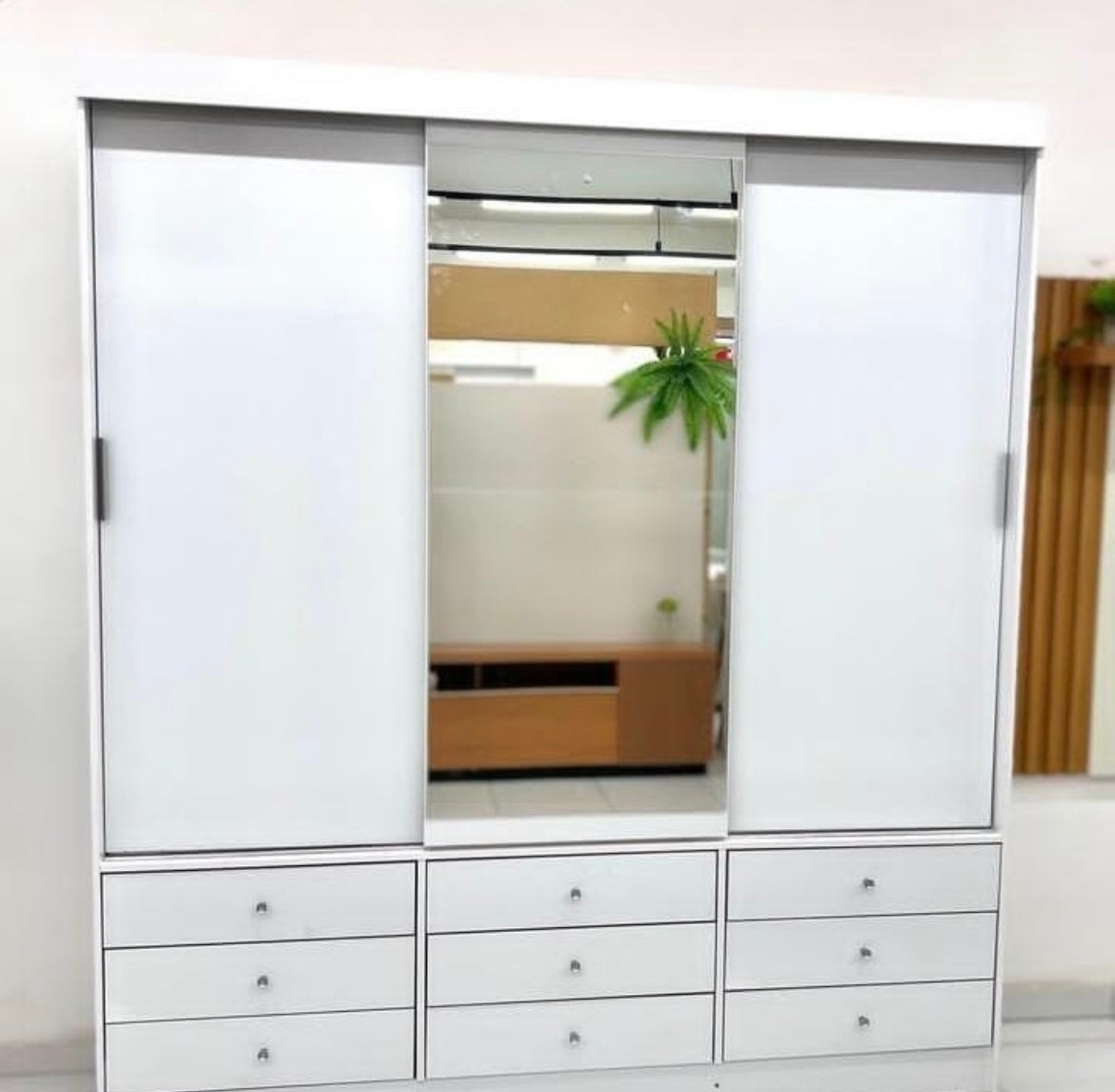 Roupeiro 3 Portas Texas Larg. 1.80m Branco Rufato - Móveis furniture