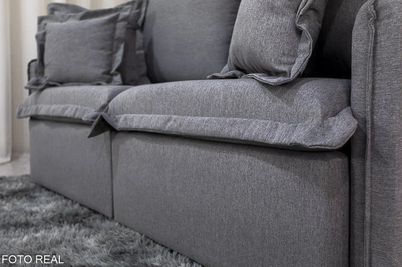 Sofá Retrátil Reclinável Lima Linho Cinza A59 Larg. 2.00m - Sem Caixa