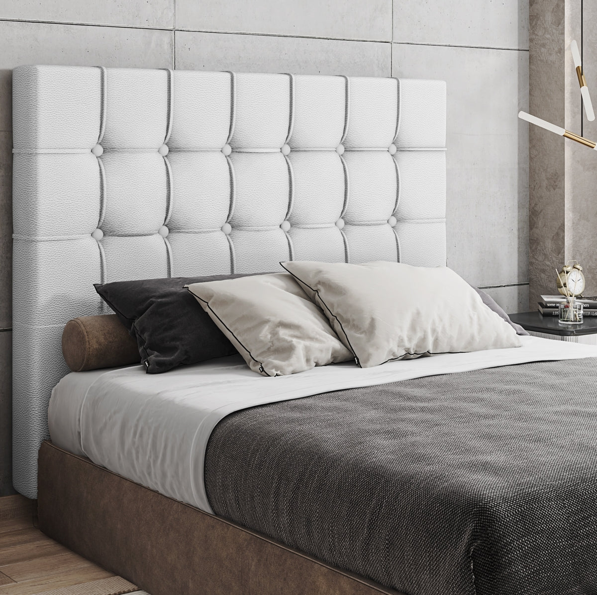 Cabeceira Casal Paris Corino Branco – L.S SILVA - Móveis furniture