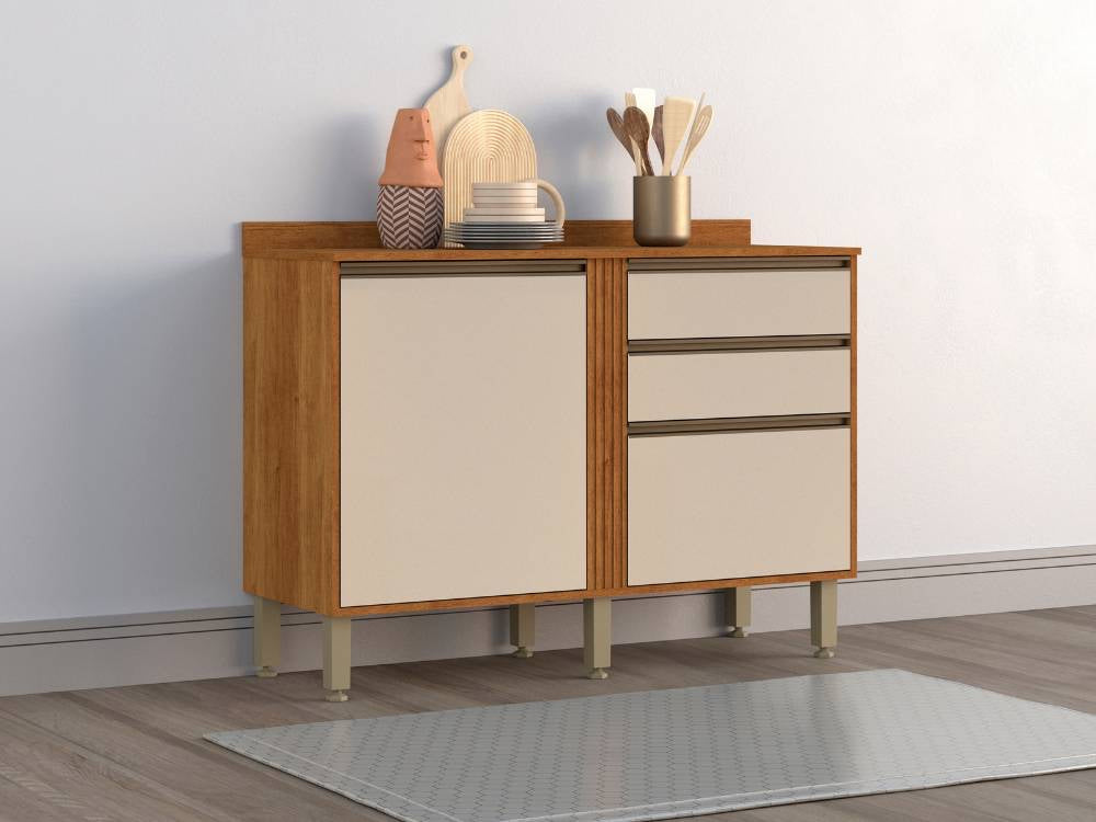 Balcão de Cozinha Pérola 1,20 – Cinamomo/Off White - Móveis furniture