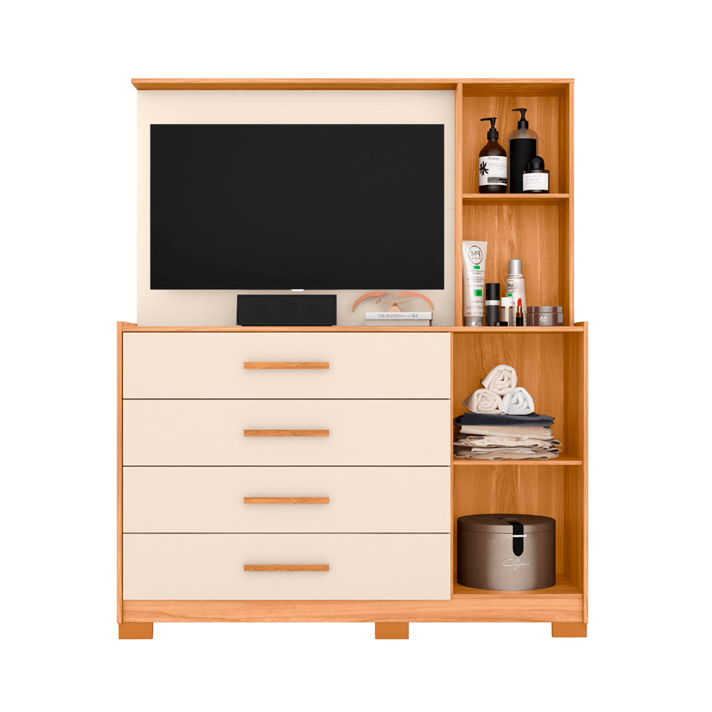 Cômoda Albatroz Ilhabela com Espelho 4 Gavetas 2 Portas - Móveis furniture