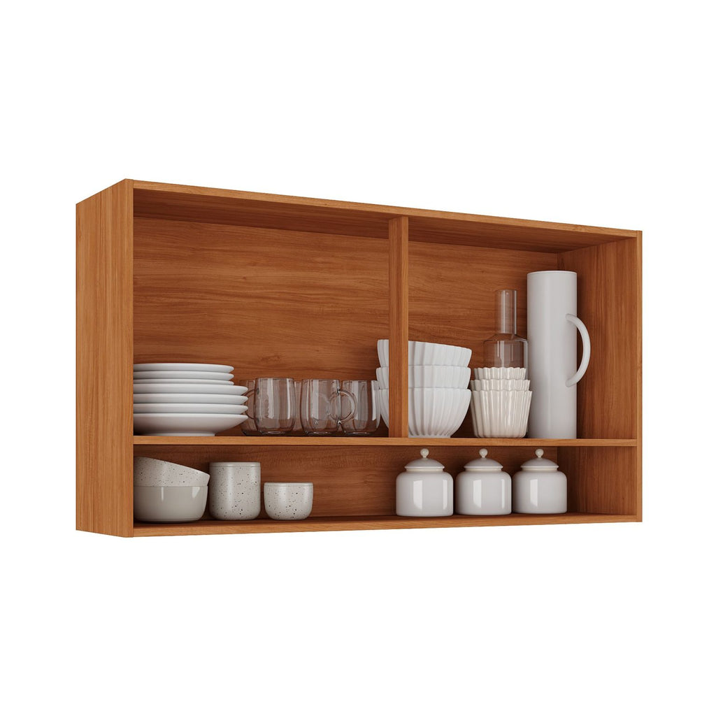 Armário de Cozinha Aéreo Canela 2 Portas Com Nicho 1.20m – Cinamomo/Off White