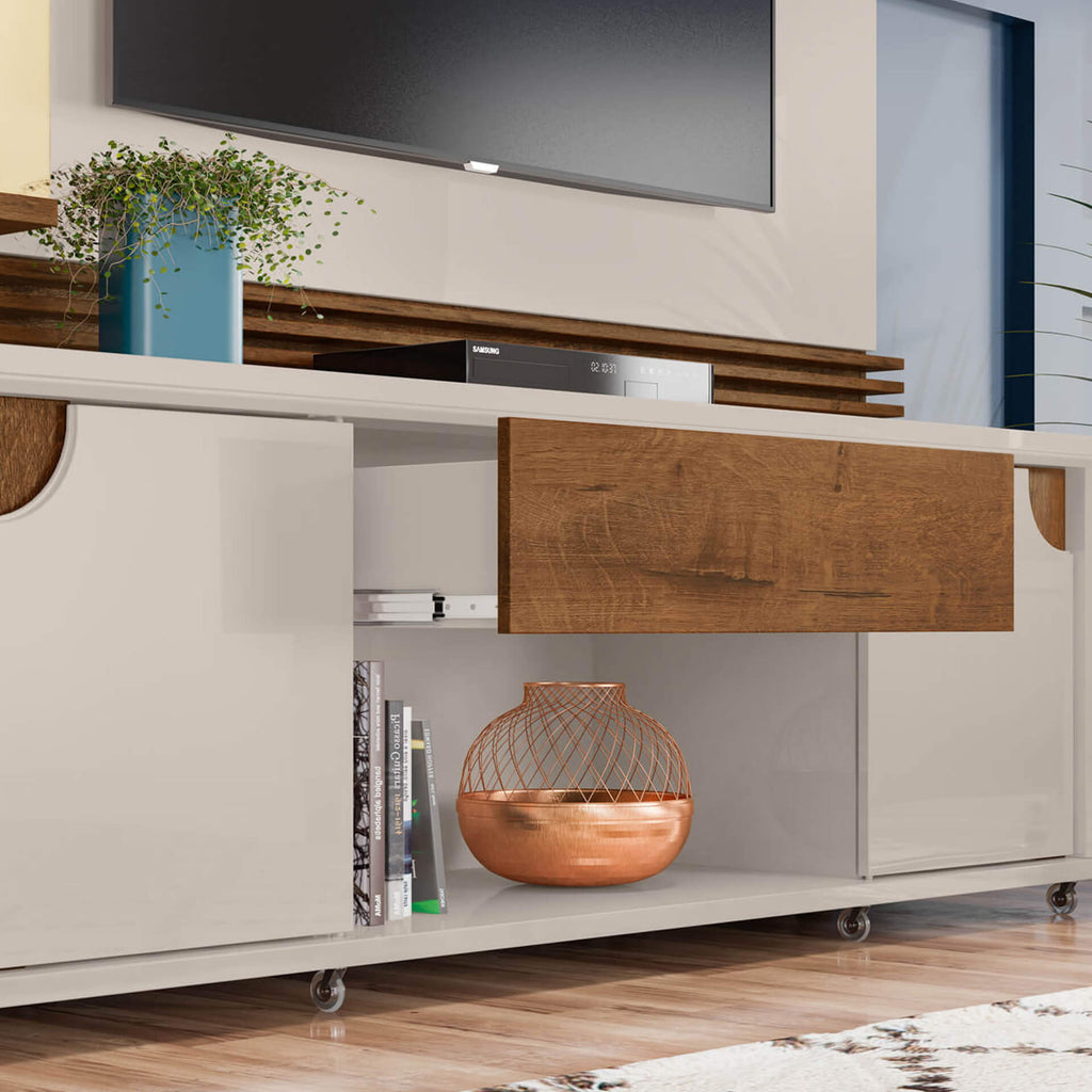 Rack com Painel Firenze para TV ate 55 Polegadas 2 Portas 1 Gaveta Lukaliam - Móveis furniture