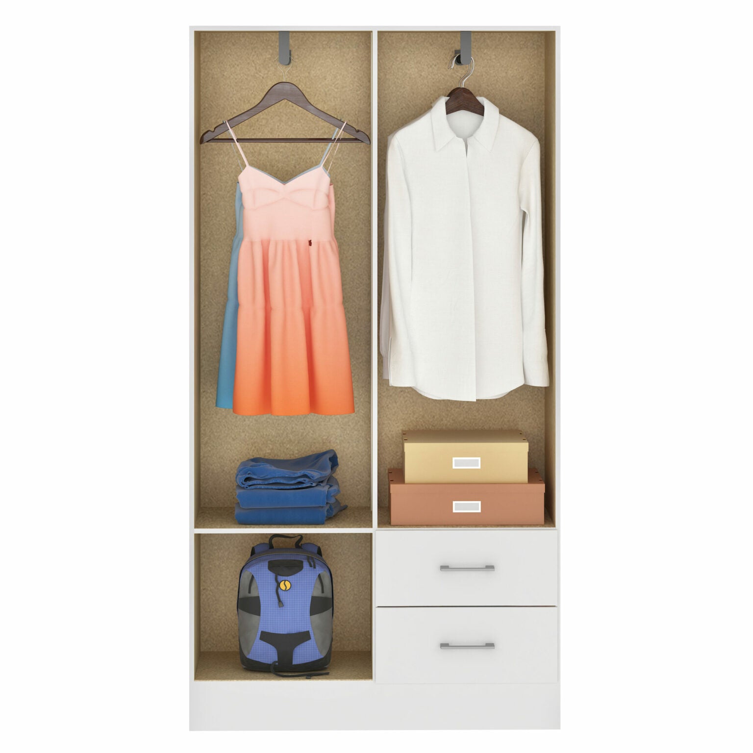 Guarda-Roupa 4 Portas Panamá 4002 + Cômoda 10 Gavetas Caribe Branco – FELLICCI