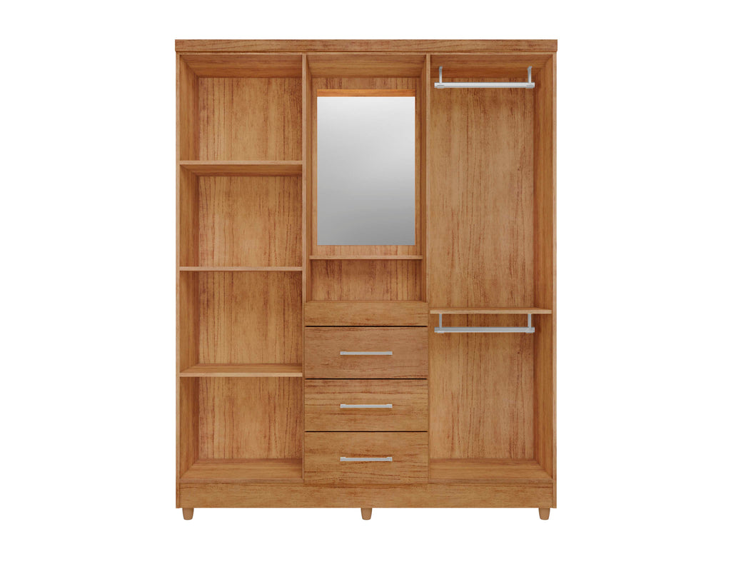 Guarda Roupa Capelinha Lyon Solteiro com Espelho 4 Portas 3 Gavetas Rud Rack