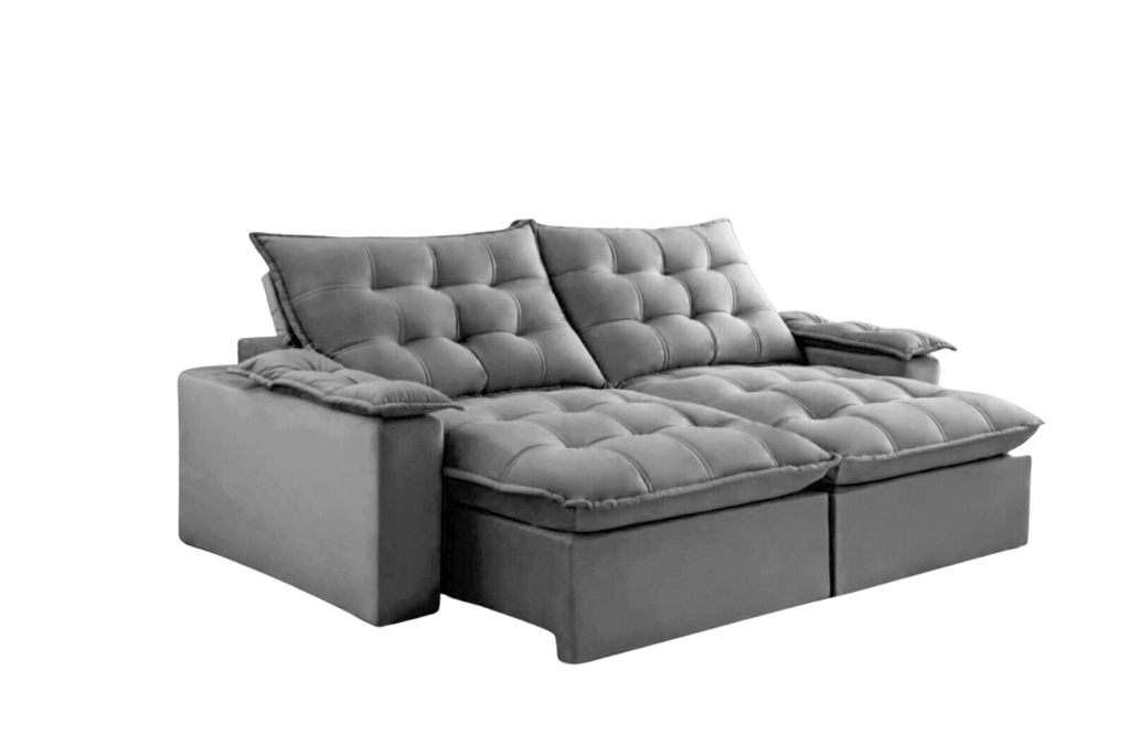 Sofá Retrátil e Reclinável Alaska 2,40 m Prata – MONTANO ESTOFADOS