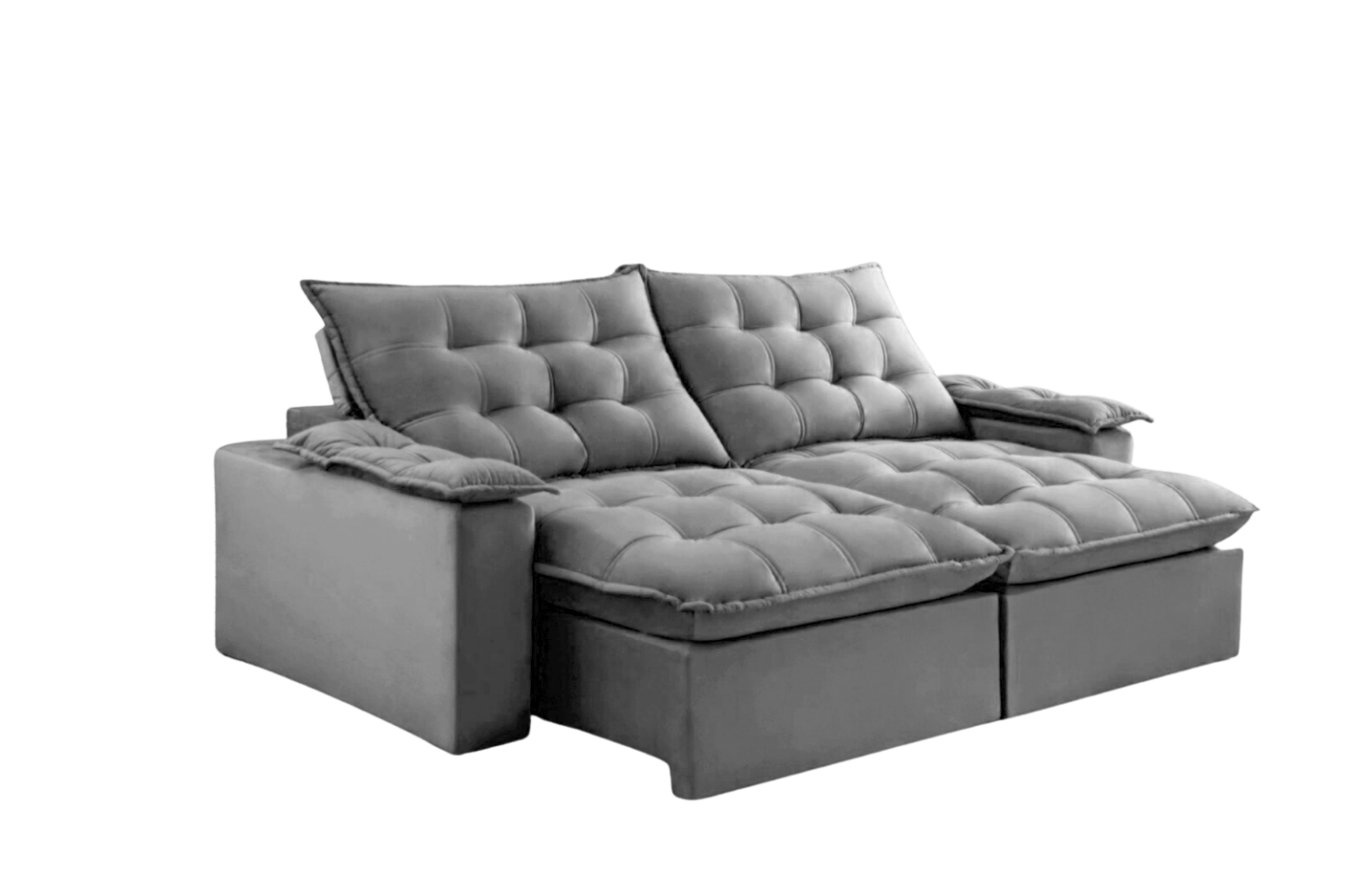 Sofá Retrátil e Reclinável Alaska 2,40 m Prata – MONTANO ESTOFADOS