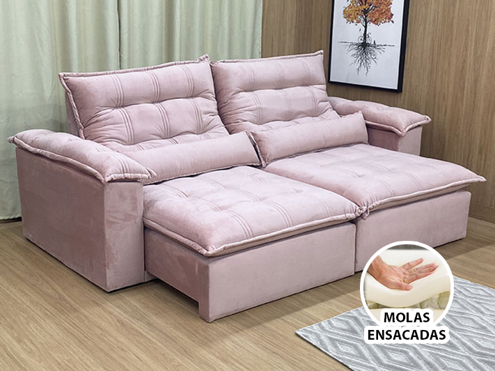 Sofá Retrátil Reclinável 2,50 m Terracota 328 Maricá - Móveis furniture