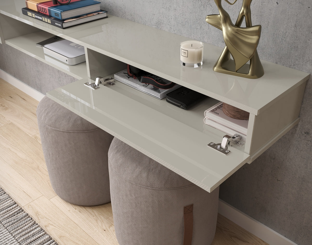 Painel Ripado até 55″ Impacto 1.4 Cinamono + Nicho Impacto 1.2 Off White – PATRIMAR