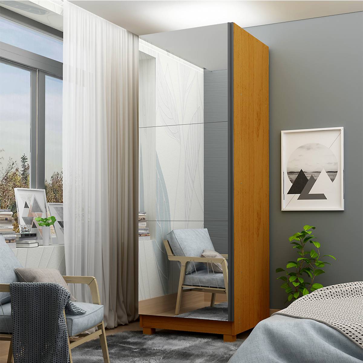 Sapateira Gold 1P com Espelho Naturale Gelius - Móveis furniture