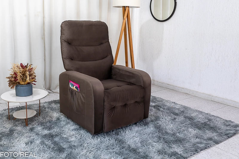 Poltrona Reclinável Punto Veludo Marrom - Móveis furniture