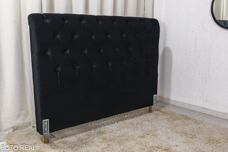 Cabeceira Queen Lavínia Sued Preto Larg. 1.60m - Móveis furniture