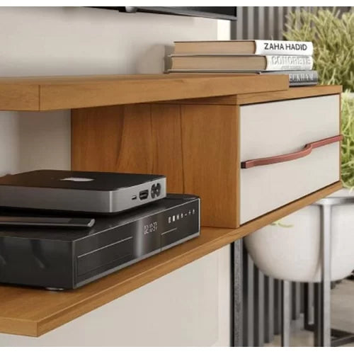 Painel para TV 55 Polegadas 1,35M Off White / Freijó Trend Off White/Freijó - Móveis furniture