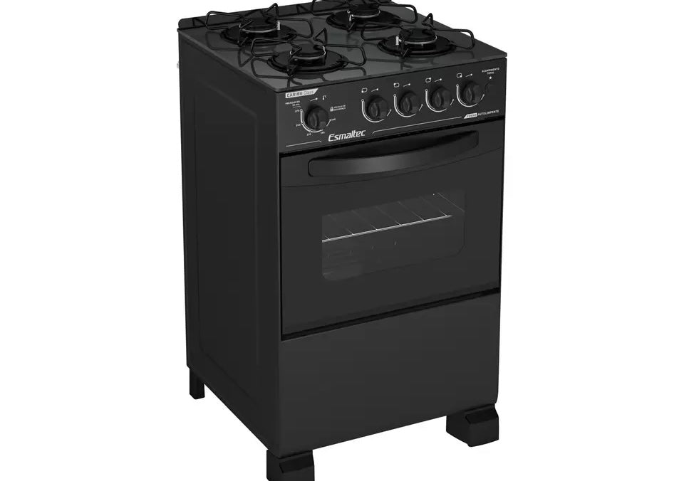 Fogão 4 Bocas Mesa de Vidro
Esmaltec Preto - Acendimento Automático Caribe Glass