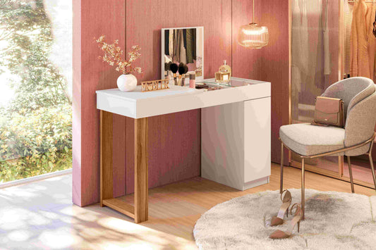 Escrivaninha Penteadeira Love Branco.Cinamomo - Móveis furniture