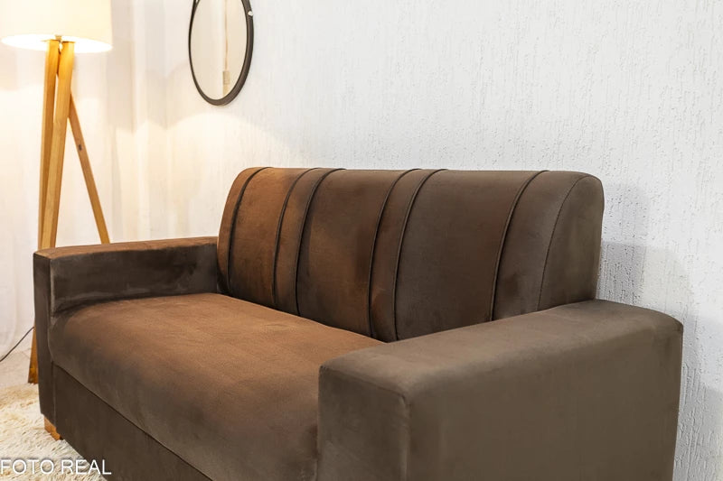 Sofá 3 e 2 lugares Maceió Veludo Marrom - Móveis furniture