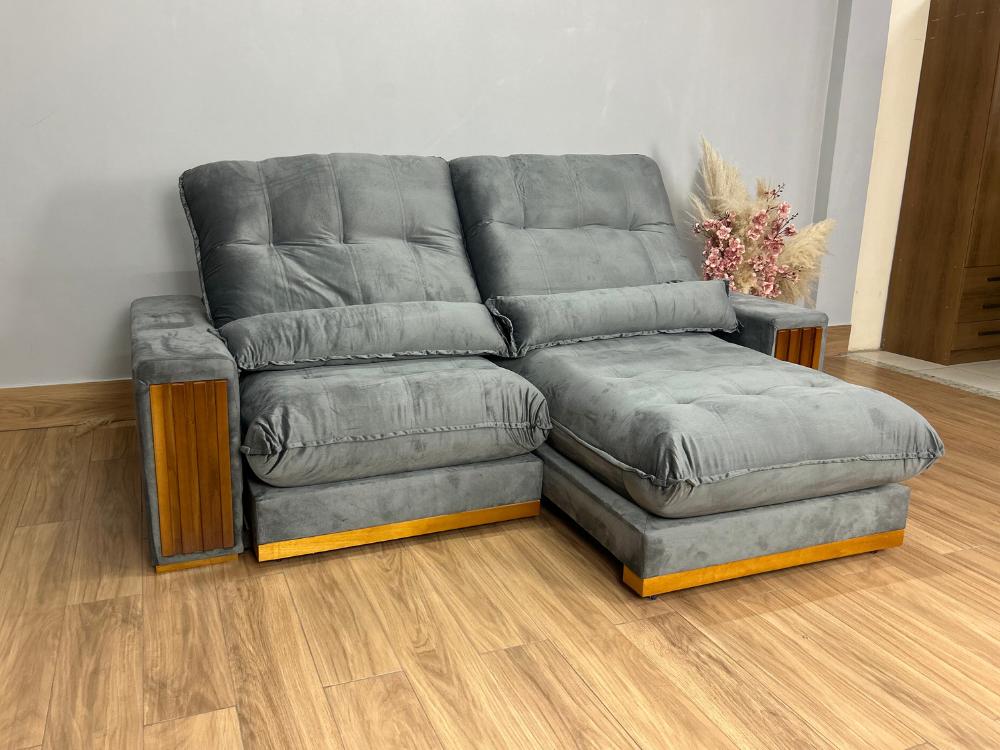 Sofá Retrátil e Reclinável Búzios 2.50m – Cinza Veludo