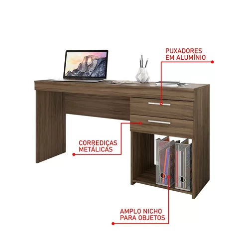 Escrivaninha 2 Gavetas Office 51015Notável Móveis Nogal Trend - Móveis furniture