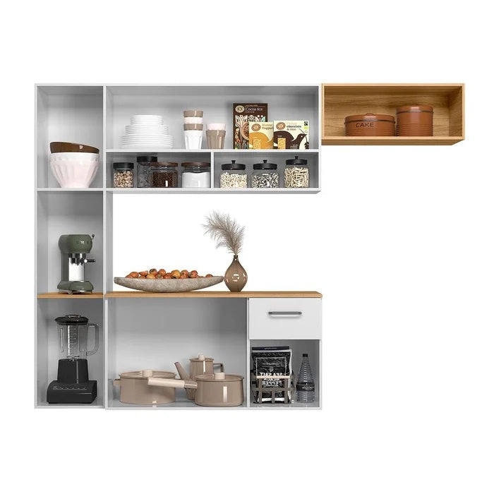 Cozinha Suspensa Becca 1,809 m Branco/Freijó – NICIOLI