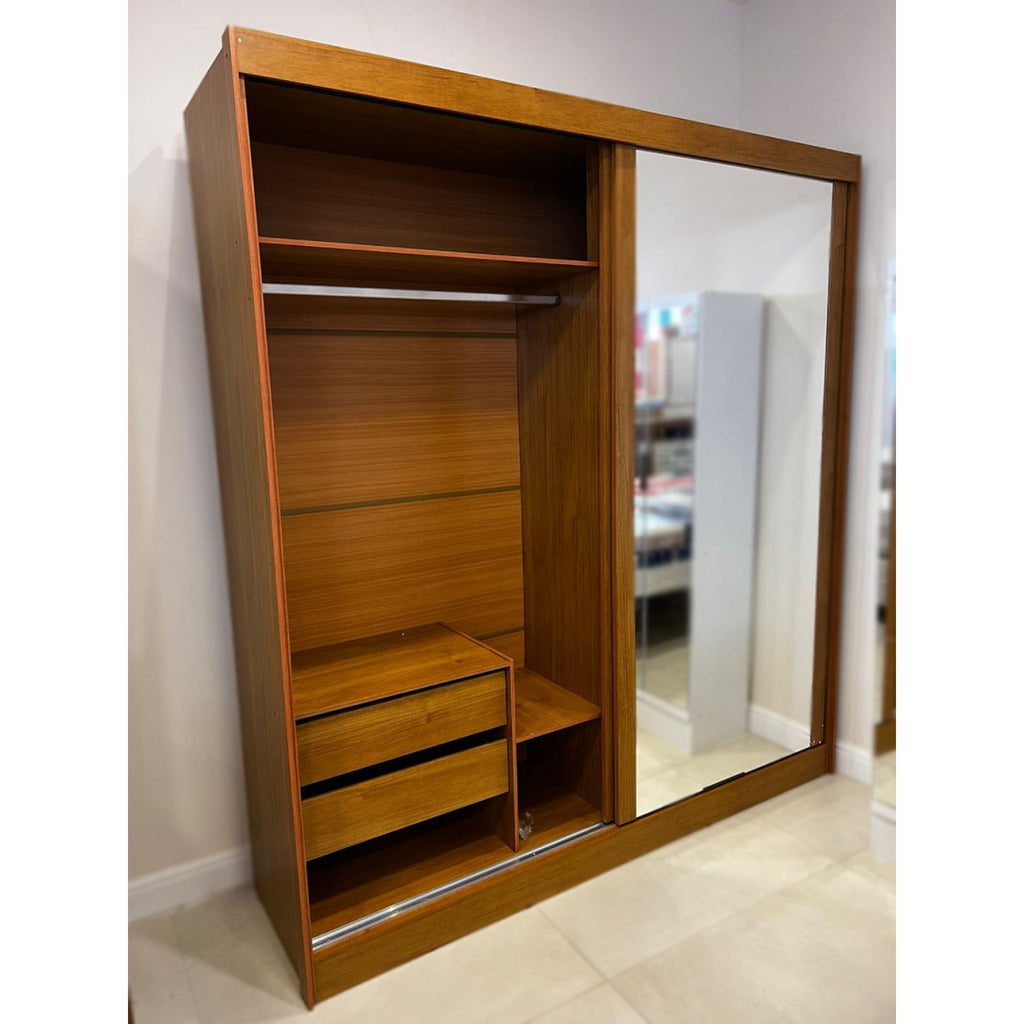 Guarda Roupas 2 Portas de Correr 1 com Espelho Viena Bianchi Móveis 	Nature/Off White