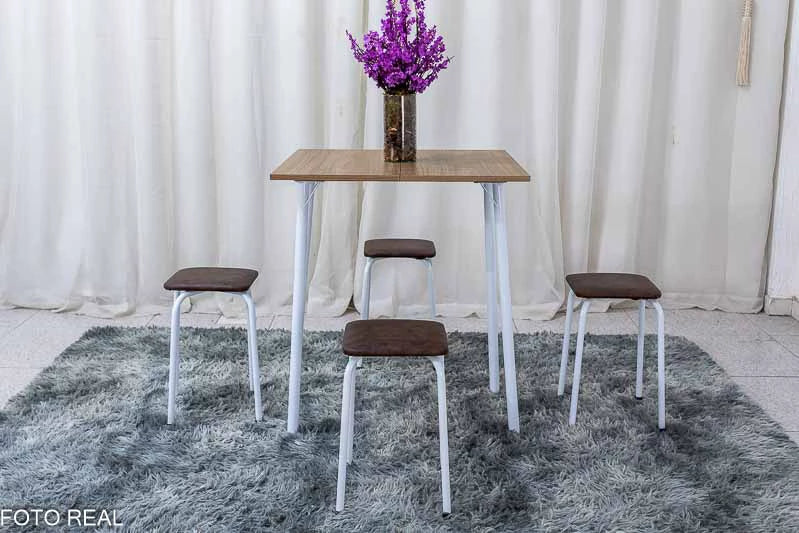 Mesa dobrável Bali C/ 4 Tamboretes Marrom Teixeira - Móveis furniture