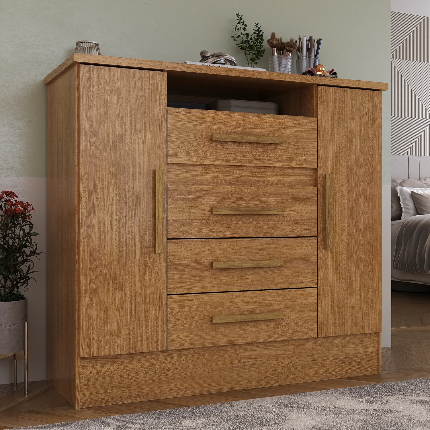 Cômoda 4 Gavetas e 2 Sapateiras Laguna 50CO2430 Cinamomo – RODIAL MÓVEIS