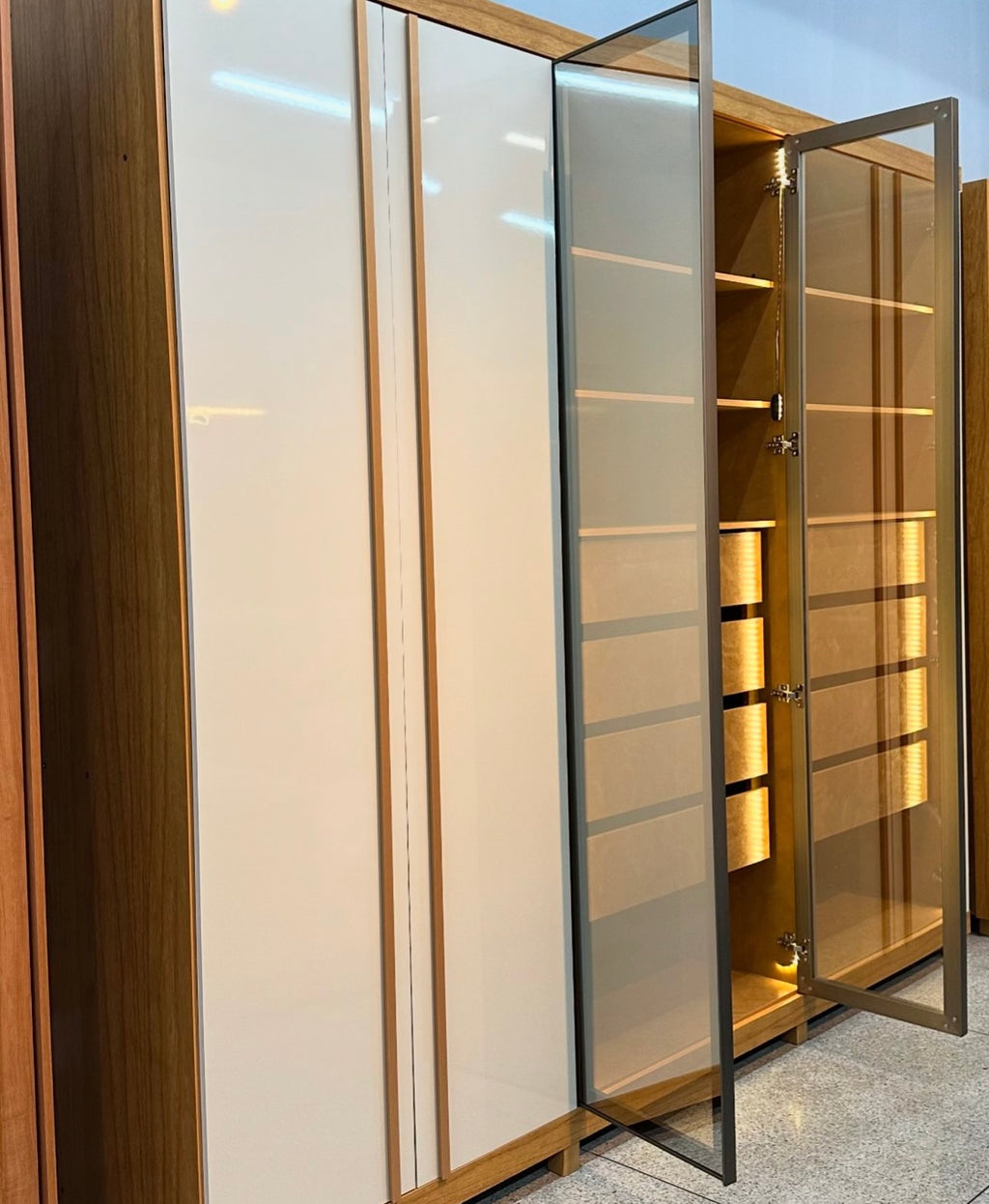 Roupeiro Absolut New Reflecta 6P c LED Pes Ntl.Off Gelius - Móveis furniture