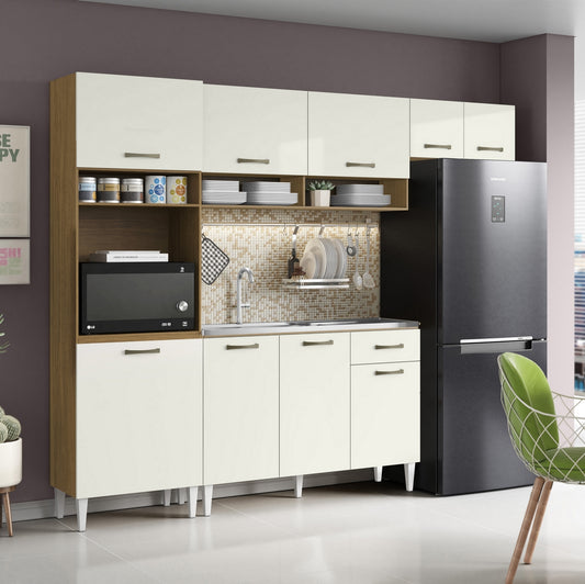 Cozinha Aurora + Balcão para Pia Atenas 249,7 m Atacama/Off White – ARAMÓVEIS